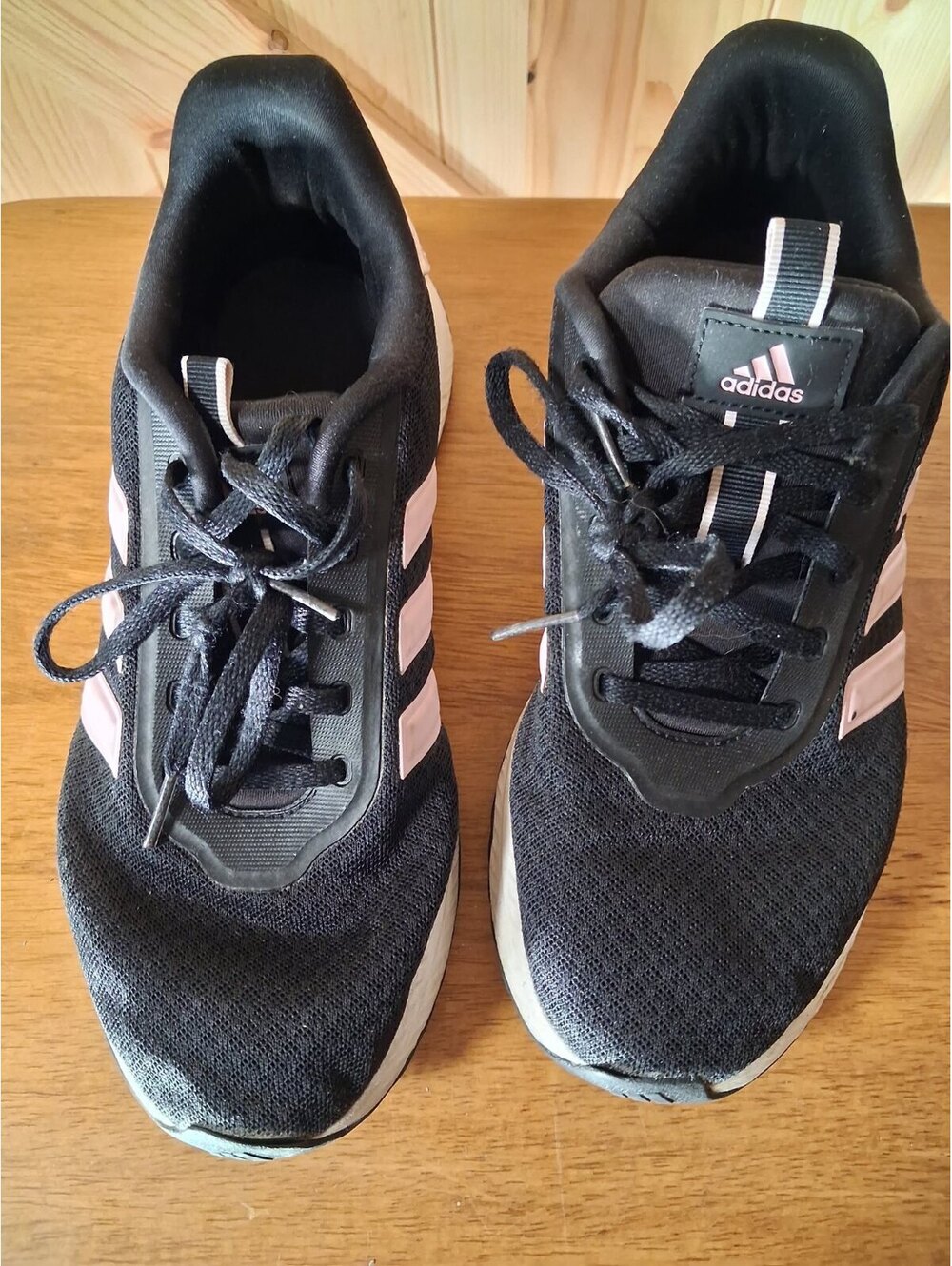Adidas Women's Running Shoes Size 7.5 Black with Pink Stripes